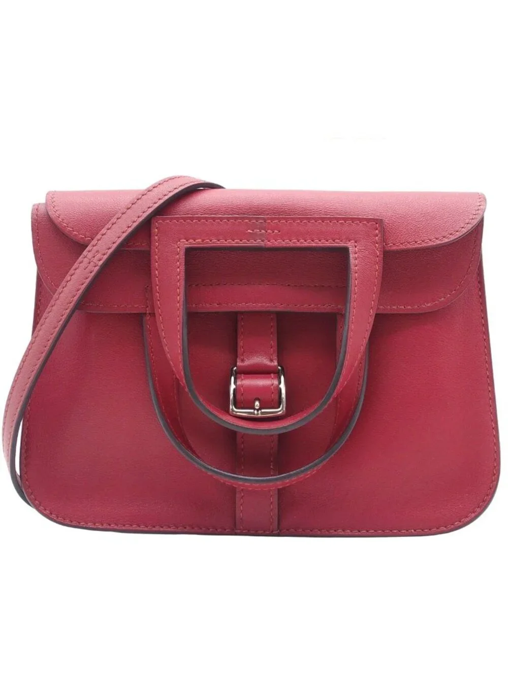 Hermes Halzan Mini Rouge Grenat Silver Swift 2-Way Shoulder Bag